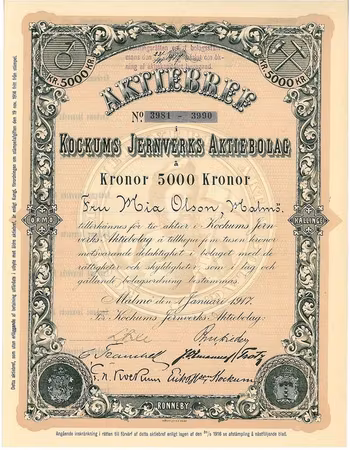 Kockums Jernverks AB, 5000 kr