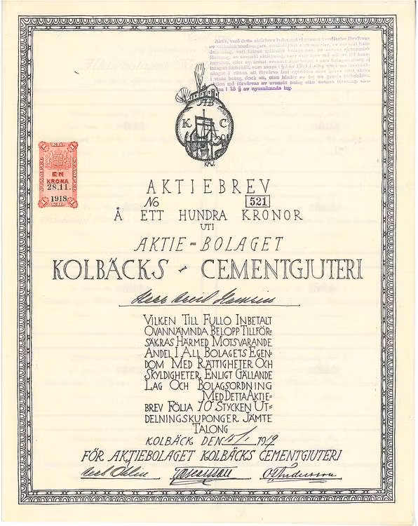 Kolbäcks Cementgjuteri, AB