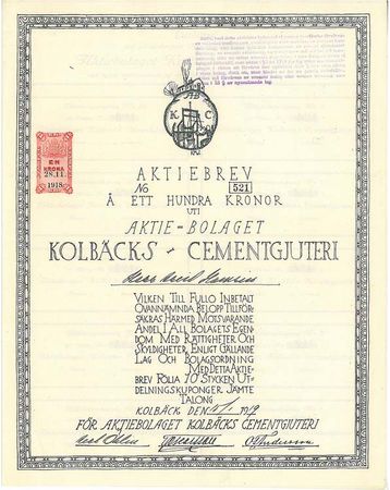 Kolbäcks Cementgjuteri, AB