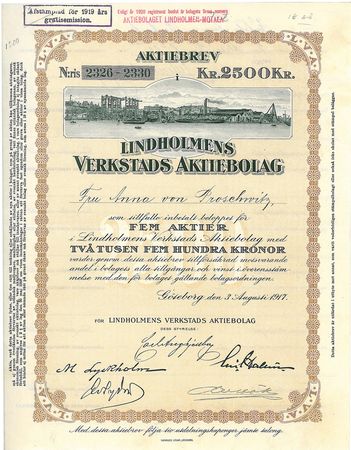 Lindholmens Verkstads AB, 2 500 kr