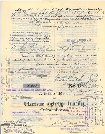 Oskarshamns Ångfartygs AB, 100 kr, 1891