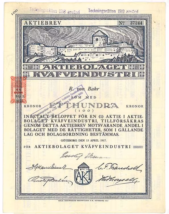 Kväfveindustri, AB, 1917