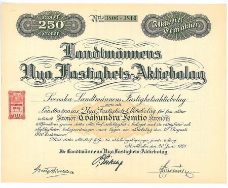 Landtmännens Nya Fastighets AB, 250 kr