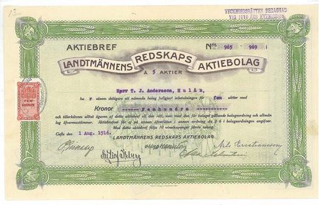 Landtmännens Redskaps AB, 500 kr