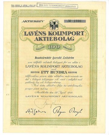 Lavéns Kolimport AB, 100 kr