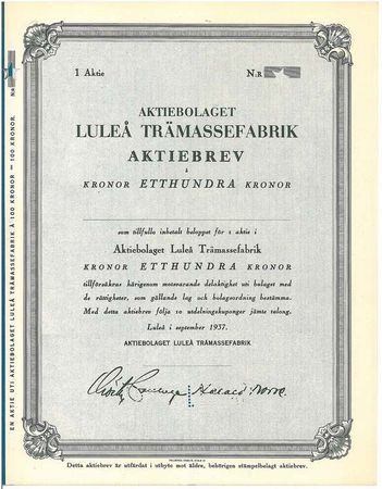 Luleå Trämassefabrik AB, 100 kr
