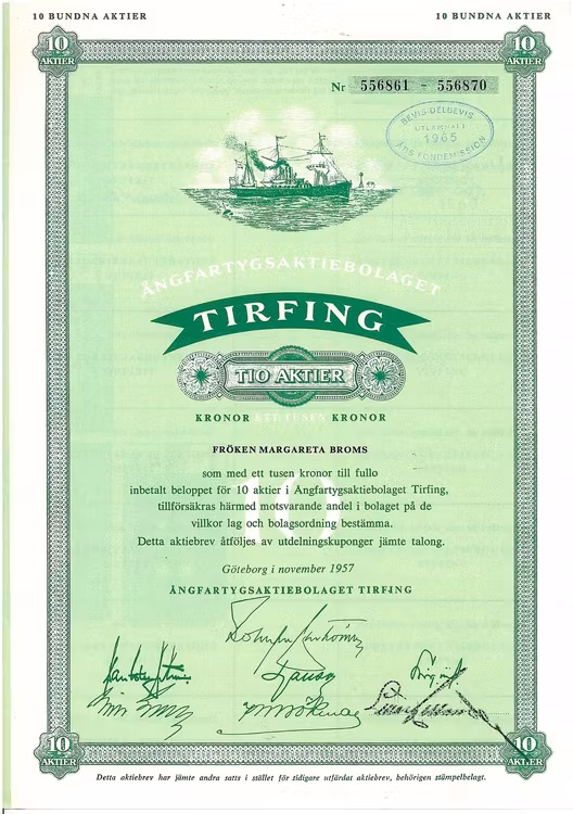 Ångfartygs AB Tirfing 1000 kr