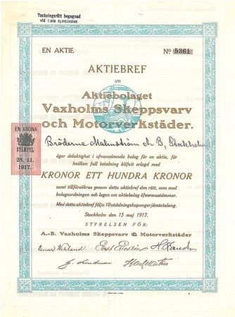 Vaxholms Skeppsvarv och Motorverstäder, AB