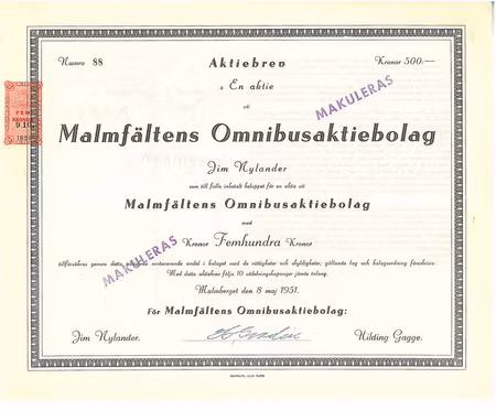 Malmfältens Omnibus AB, 1951