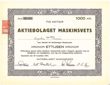 Maskinsvets, AB, 1000 kr