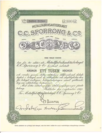 Metallfabriks AB C.C.Sporrong & Co. 1963