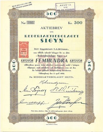 Rederi AB Sigyn, 1932