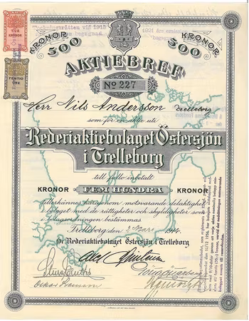 Rederi AB Östersjön i Trelleborg 1914