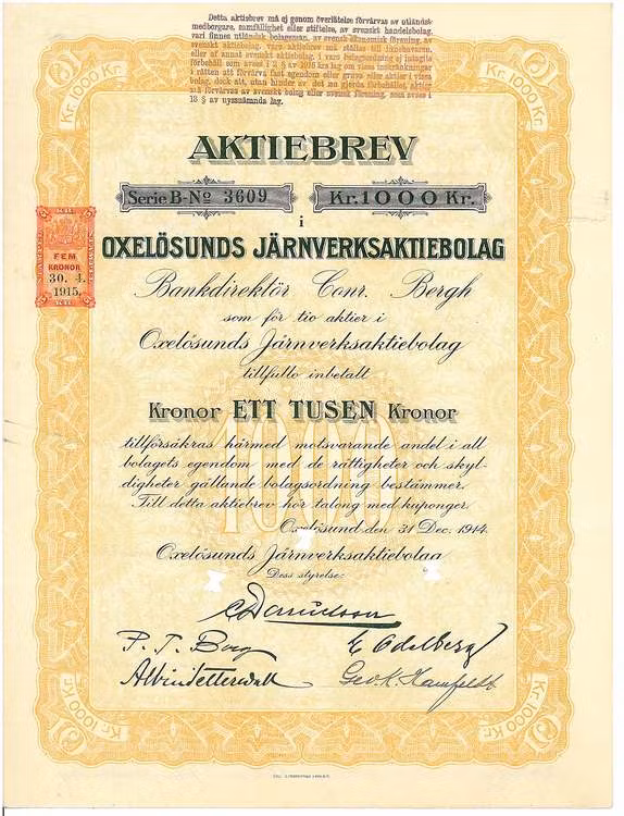 Oxelösunds Järnverks AB, 1000 kr