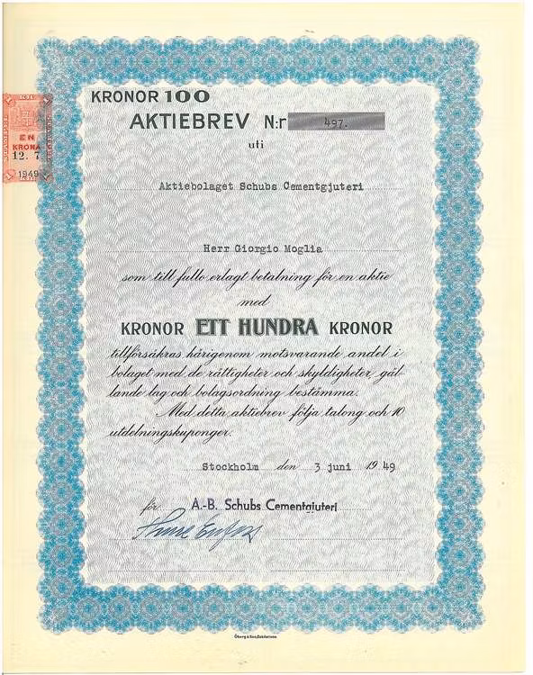 Schubs Cementgjuteri, AB