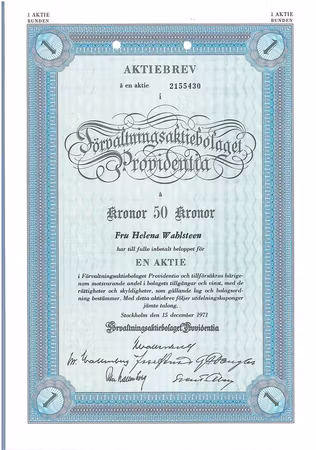 Förvaltnings AB Providentia, 50 kr