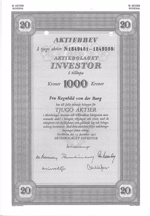 Investor, AB 1 000 kr