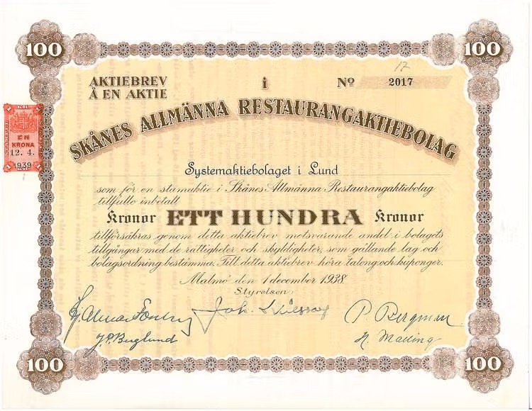 Skånes Allmämma Restaurang AB