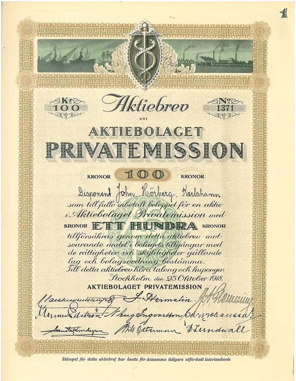 Privatemission, AB, 100 kr