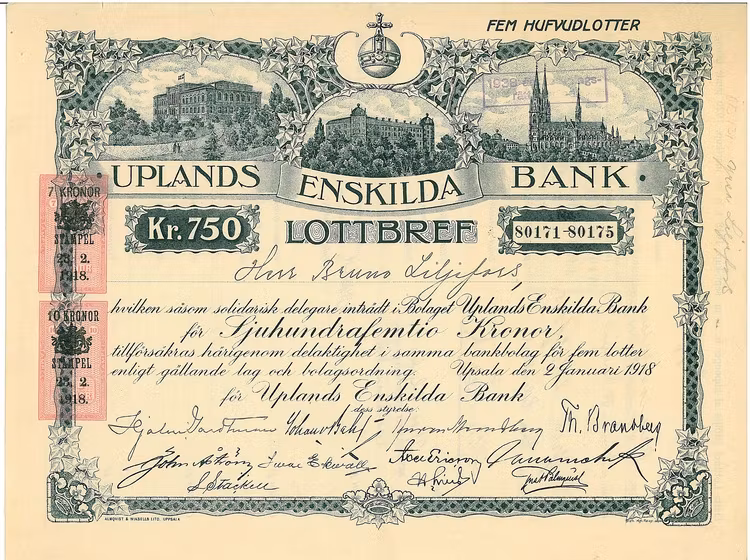 Uplands Enskilda Bank, 1918