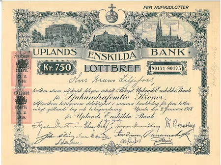 Uplands Enskilda Bank, 1918