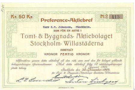 Tomt-& Byggnads-AB Stockholm Willastäderna