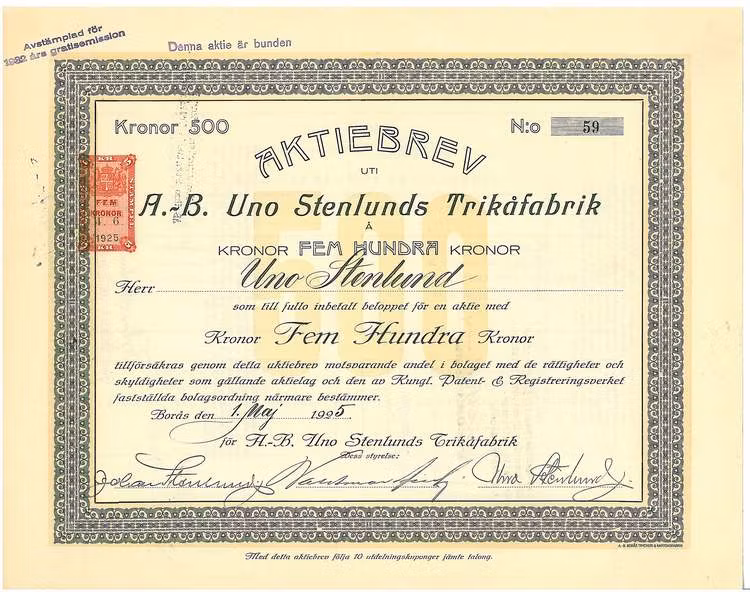 Uno Stenlunds Trikåfabrik, AB