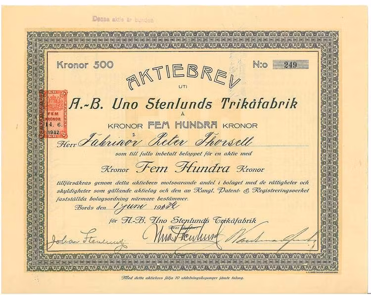 Uno Stenlunds Trikåfabrik, AB