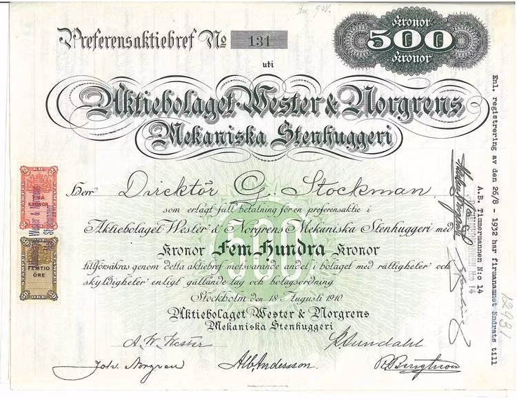 Wester & Norgrens Mekaniska Stenhuggeri, AB