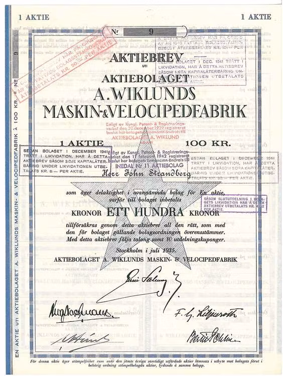 Wiklunds Maskin & Velocipedfabrik, AB A.
