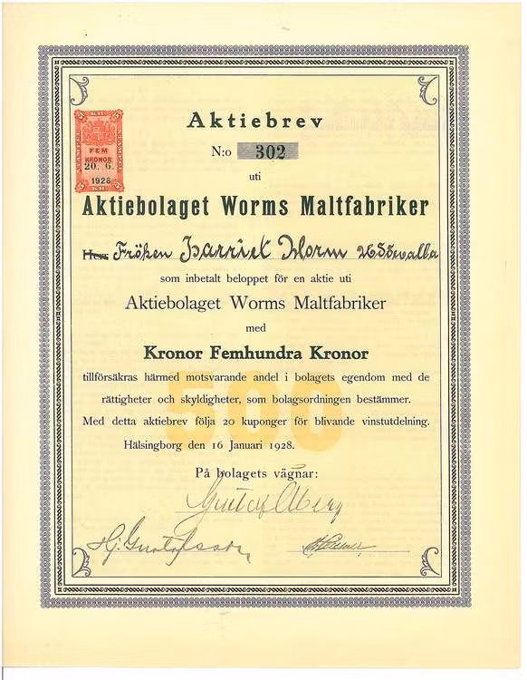 Worms Maltfabriken, AB