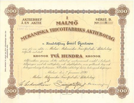 Malmö Mekaniska Tricotfabriks AB, 1920