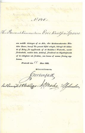 Bolag i uppförande af ett Stadshuse i Westervik 1842