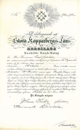Stora Kopparbergs läns o Bergslags Enskilda Bank-Bolag 1846