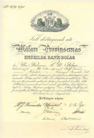 Mälare Provinsernas Enskilda Bank-bolag 1857