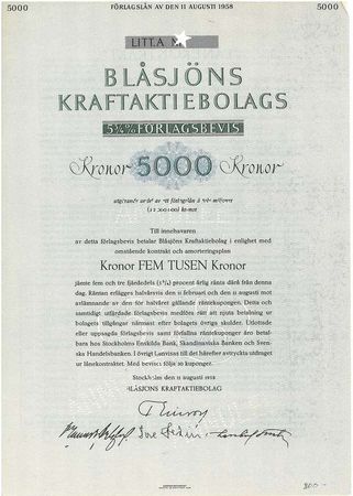 Blåsjöns Kraft AB, 5, 3/4 %