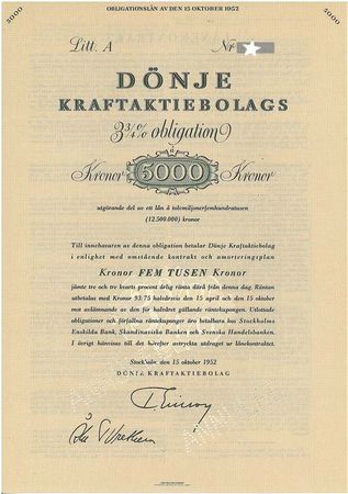 Dönje Kraft AB 3 3/4% Obl.