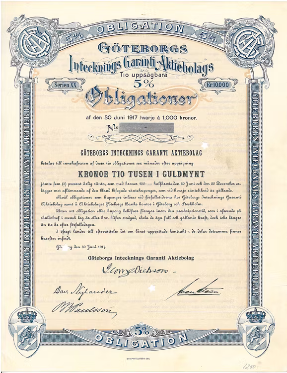 Göteborgs Intecknings Garanti AB, 5%, 1917