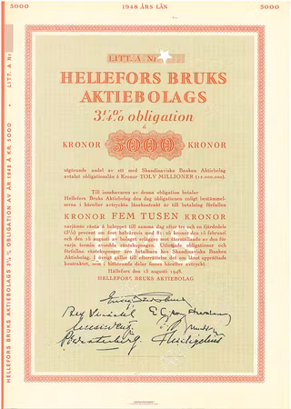 Hellefors Bruks AB, 3 1/4%, 5000 kr