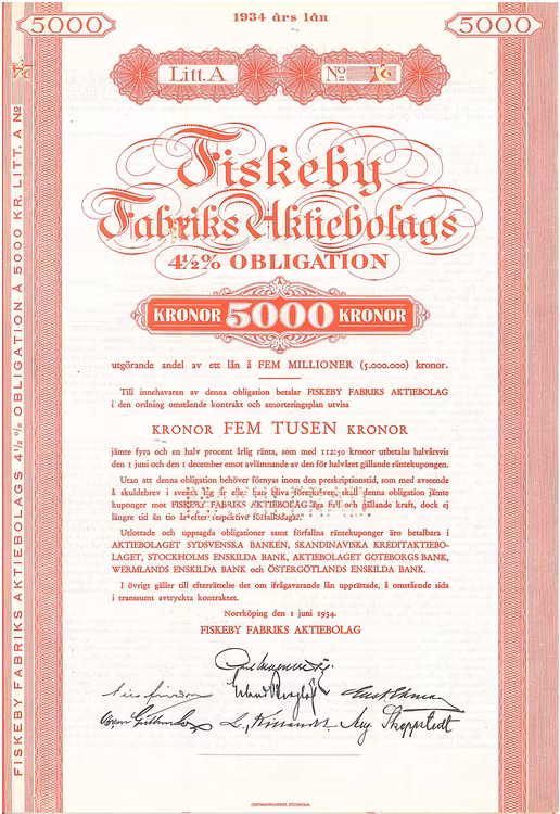 Fiskeby Fabriks AB 4 1/2% Obl.