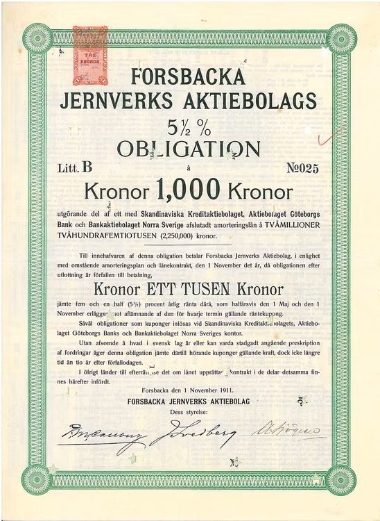 Forsbacka Jernverks AB 5 1/2% Obl.
