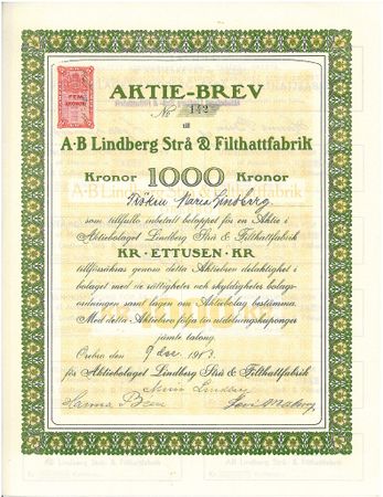Lindberg Strå & Filthattfabrik, AB