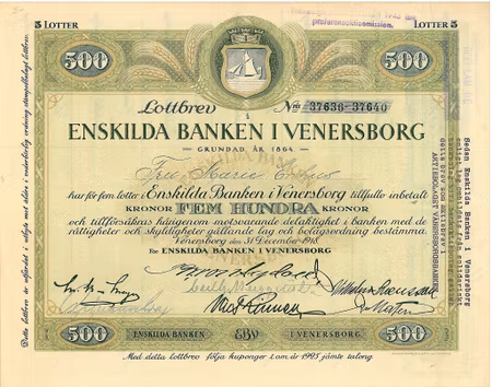 Enskilda Banken i Venersborg, 500 kr