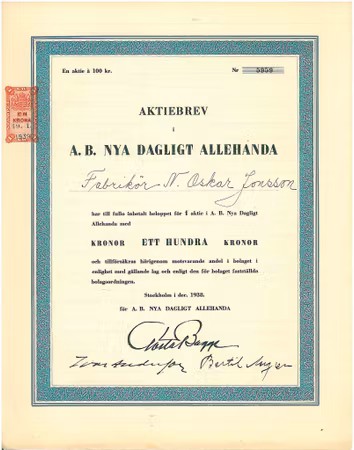 Nya Dagligt Allehanda, AB
