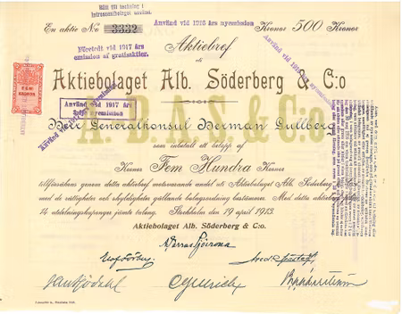Alb. Söderberg & C.o, AB, 1913