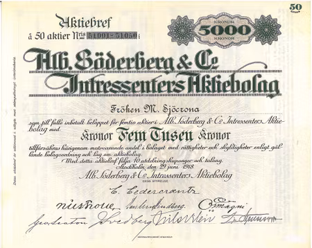 Alb. Söderberg & C.o, AB Intressenters AB 5 000 kr