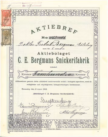 Bergmans Snickerifabriker, AB  C.E.