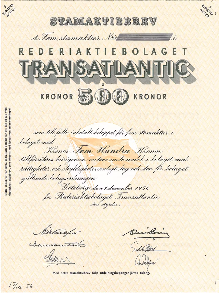Rederi AB Transatlantic, 1956