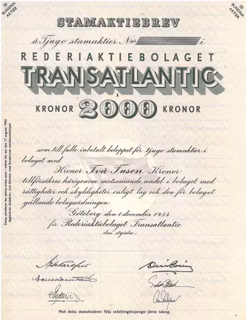 Rederi AB Transatlantic, 1954