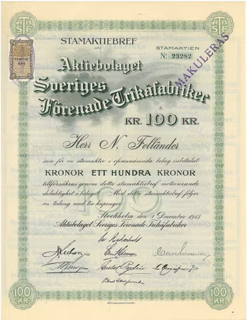 Sveriges Förenade Trikåfabriker, AB